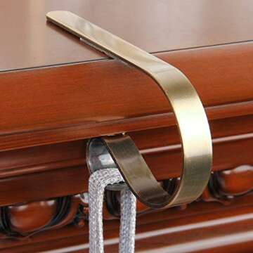 QinYing Christmas Hooks for Stockings,Socking Holders,Home Kitchen Hanging Hooks,Multiple Uses,Safty and Without Damage,4Pcs - Aeneous