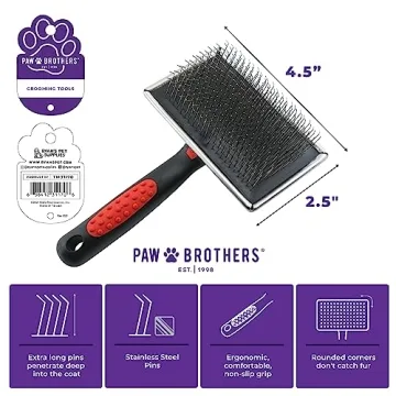 Paw Brothers Extra Long Slicker Brush for Dogs and Cats