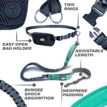 Black Rhino - Premium Hands Free Dog Leash for Running Walking Jogging & Hiking - Adjustable Length ...