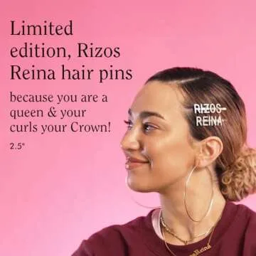 Rizos Curls Rizos Reina Hair Pin, Rhinestone Studded & Gold Plated, Hair Jewelry Pin, Pinback & Styl...
