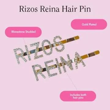 Rizos Curls Rizos Reina Hair Pin, Rhinestone Studded & Gold Plated, Hair Jewelry Pin, Pinback & Style Curls, Gold Hair Accessory, Sparkly Hair Clip, Lasting Hold & Stay Power