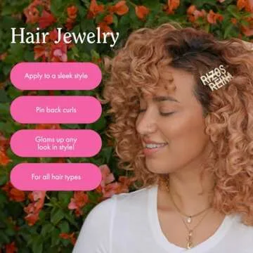 Rizos Curls Rizos Reina Hair Pin, Rhinestone Studded & Gold Plated, Hair Jewelry Pin, Pinback & Style Curls, Gold Hair Accessory, Sparkly Hair Clip, Lasting Hold & Stay Power