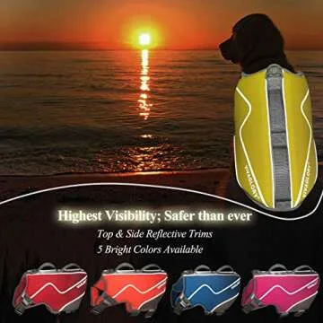 VIVAGLORY Life Jacket for Dogs of Sports Style, Water Vest Jacket for Dog, Heavy Duty Pet Safety Vest, Comfortable Neoprene Lifejackets with Hook & Loop Closure, Yellow, Large