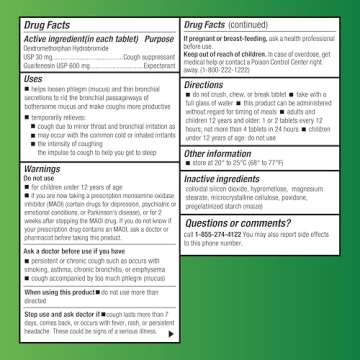 Amazon Basic Care Mucus Relief DM,12 Hour Guaifenesin & Dextromethorphan Hydrobromide Extended-Release Tablets, 600 mg/30 mg, 40 Count (Pack of 1) (Packaging may vary)