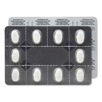 Amazon Basic Care Mucus Relief DM,12 Hour Guaifenesin & Dextromethorphan Hydrobromide Extended-Release Tablets, 600 mg/30 mg, 40 Count (Pack of 1) (Packaging may vary)