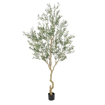 Nafresh Tall Faux Olive Tree，9ft（108in） Realistic Potted Silk Artificial Olive Tree， Fake Ol...