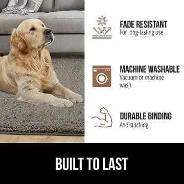 Gorilla Grip Soft Faux Fur Area Rug, Washable, Shed and Fade Resistant, Grip Dots Underside, Fluffy Shag Indoor Bedroom Rugs, Easy Clean, for Living Room Floor, Nursery Carpets, 5x7 FT, Steel Gray