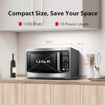 Toshiba EM131A5C-SS Microwave: 1100W, 1.2 Cu Ft Capacity