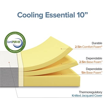 ZINUS Cooling Essential Memory Foam Mattress - Queen Cozy Comfort