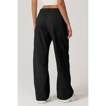 QINSEN Wide Leg Palazzo Pants for Women High Waist Zip Front Cargo Pants Casual Loose Fit Full Lengt...