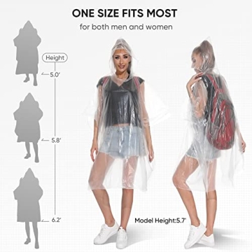 APEXUP Emergency Disposable Rain Ponchos (5 Pack) for Travel
