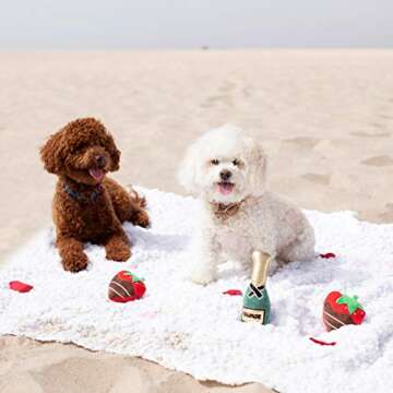 Fringe Studio Plush Dog Toy Set, Champagne Strawberry, 3 Piece Set, for Small Dogs (289482)