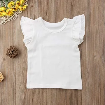 Stylish Cotton Ruffle Sleeve Tank Top for Toddler Girls
