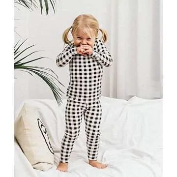 AVAUMA Baby Boys Girls Pajama Set 6M-7T Kids Cute Toddler Buffalo Check Pattern Design Pjs Cotton Sleepwear (Check.White/Bk.XS)