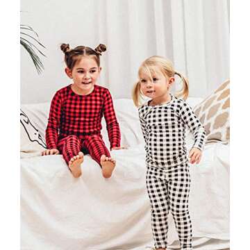 AVAUMA Baby Boys Girls Pajama Set 6M-7T Kids Cute Toddler Buffalo Check Pattern Design Pjs Cotton Sleepwear (Check.White/Bk.XS)