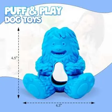 Yeti Puff and Play Dog Toy - Dog Chew Holder - Fun Stimulating Chew Toy for Teething, Behavior Training for Light to Moderate Chewers - Interactive Nuggets Treats Dispenser Puzzle - Yeti Blue