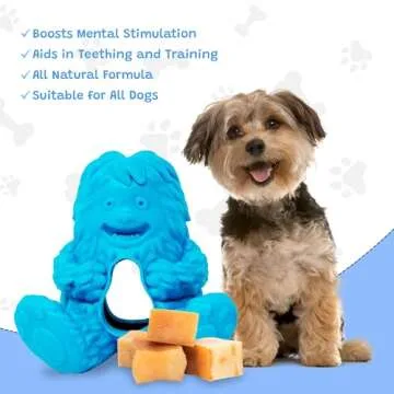 Yeti Puff and Play Dog Toy - Dog Chew Holder - Fun Stimulating Chew Toy for Teething, Behavior Training for Light to Moderate Chewers - Interactive Nuggets Treats Dispenser Puzzle - Yeti Blue