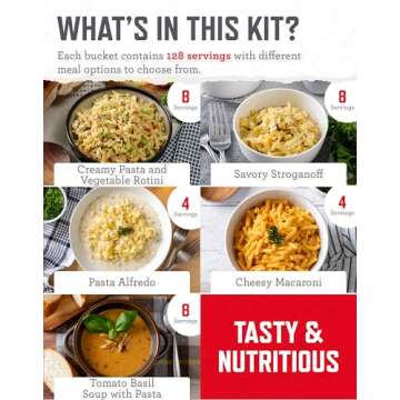 READYWISE - Emergency Food Supply, 124 Servings, 1 Bucket, Freeze-Dried, MRE, Pre-made, Survival and Adventure Essentials for Camping, Hiking & Emergencies, Individually Packaged, 25-Year Shelf Life