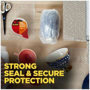 Scotch Long Lasting Storage Packaging Tape, 1.88 x 54.6 yd, Designed for Storage and Packing, Stays Sealed in Weather Extremes, 3" Core, Clear, 3 Rolls (3650-3)