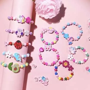 SIELEVIN 12 PCS Girls Bracelet for Kids Unicorn Mermaid Wooden Beaded Bracelets Birthday Party Favor...