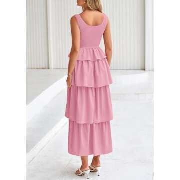 PRETTYGARDEN Womens 2025 Summer Sleeveless Midi Dress in Pink