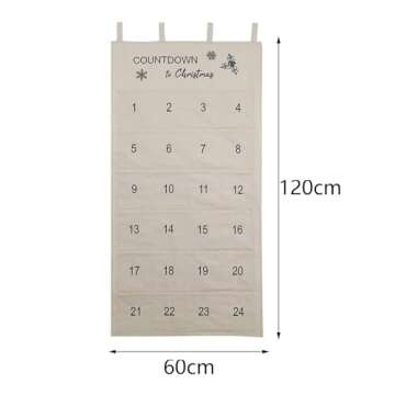 Christmas Advent Calendar, 24 Pockets Xmas Decoration 2023 Portable Practical Hanging Bag for Drawin...