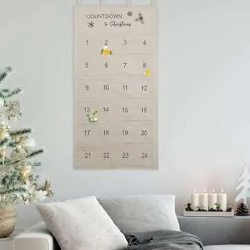 Christmas Advent Calendar, 24 Pockets Xmas Decoration 2023 Portable Practical Hanging Bag for Drawing Room Dorm Holiday Office
