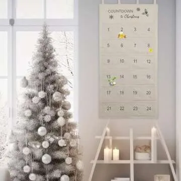 Christmas Advent Calendar, 24 Pockets Xmas Decoration 2023 Portable Practical Hanging Bag for Drawing Room Dorm Holiday Office