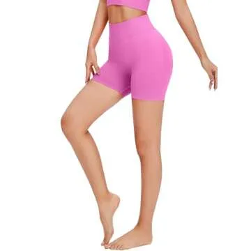 Unthewe Workout Butt Lifting Shorts for Women High Waisted Seamless Gym Yoga Booty Shorts(U429-Booty Barbie Pink-S)