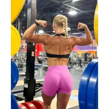 Unthewe Workout Butt Lifting Shorts for Women High Waisted Seamless Gym Yoga Booty Shorts(U429-Booty Barbie Pink-S)