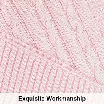 NTBAY 100% Pure Cotton Cable Knit Throw Blanket, Super Soft Warm 51x67 Knitted Throw Blanket for Cou...
