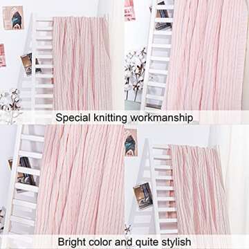 NTBAY 100% Pure Cotton Cable Knit Throw Blanket, Super Soft Warm 51x67 Knitted Throw Blanket for Couch, Sofa, Chair, Bed - Extra Cozy, Machine Washable, Comfortable Home Decor, Baby Pink