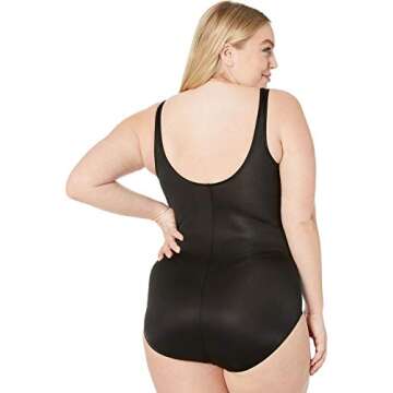 Miraclesuit Women's Plus Size Swimwear Knit Pick Temptress Curved Tummy Control One Piece Swimsuit, Black, 16W