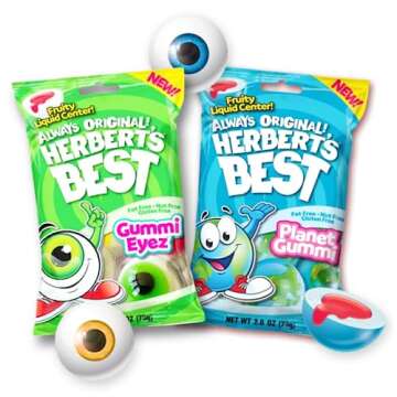 Efrutti Planet Gummies and Gummy Eyeballs (Pact of 4)- individually Wrapped, Tik Tok Candy
