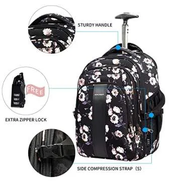 KROSER 17" Wheeled Backpack - Stylish & Functional