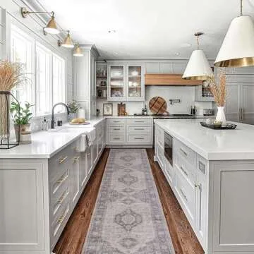 Lahome Oriental Hallway Runner Rug, 2.5x10 Washable Runner Ultra-Thin Hallway Rug for Bedroom Entryway, Soft Long Carpet for Kitchen Bathroom ‎Laundry Room, Grey/Brown