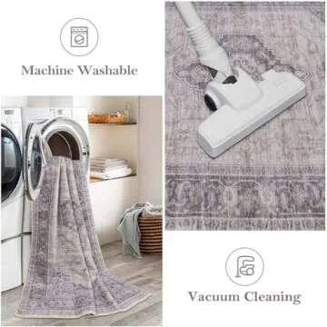 Lahome Oriental Hallway Runner Rug, 2.5x10 Washable Runner Ultra-Thin Hallway Rug for Bedroom Entryway, Soft Long Carpet for Kitchen Bathroom ‎Laundry Room, Grey/Brown