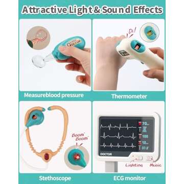 Jovow Doctor Kit for Toddlers 3-5, Medical Kit with Sound and Light Functions, Doctor Playset for Kids Birthday Gift