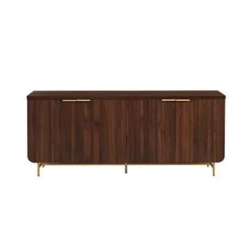 Walker Edison Lowen Contemporary Fluted-Door Sideboard, 69 Inch, Gold/Dark Walnut