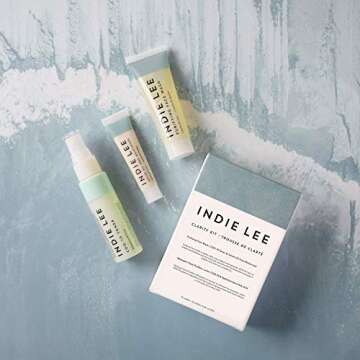 Indie Lee Clarity Kit - Purifying Face Wash, CoQ-10 Toner & Active Oil-Free Moisturizer - Calm Rednessness, Draw Out Impurities + Hydrate Skin (3-Piece Travel Size Set)