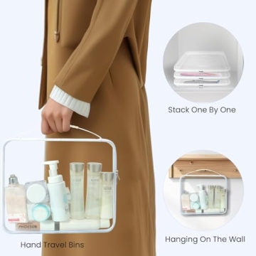 Durable Clear Zippered Hard Pouch 4Pack for Travel & Storage