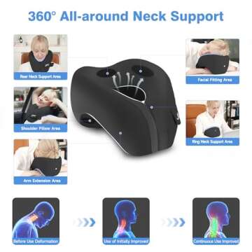 Jiaao 2-in-1 Travel Neck Pillow, Advanced Neck Support for Long Flights, Travel Essentials with 3D E...