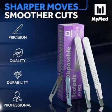 MyMed Disposable 10r Blades Dermaplaning Scalpels - Pack of 10 Dermaplane Blades Scalpel 10r, Size 1...