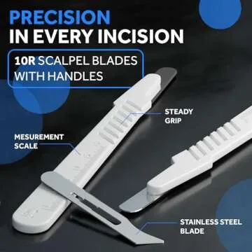 MyMed Disposable 10r Blades Dermaplaning Scalpels - Pack of 10 Dermaplane Blades Scalpel 10r, Size 10r Scalpel Blades, High Carbon Steel Dermaplane Razor 10r Disposable Scalpels, Sterile