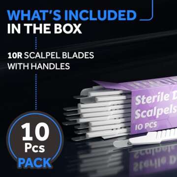 MyMed Disposable 10r Blades Dermaplaning Scalpels - Pack of 10 Dermaplane Blades Scalpel 10r, Size 10r Scalpel Blades, High Carbon Steel Dermaplane Razor 10r Disposable Scalpels, Sterile