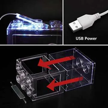 Oltraman Small Betta Fish Tank, Aquarium Tank Kit with LED Lighting, 0.6 Gallon Stackable Beta Fish Tank Set, Fish Bowl Accessories for Turtle Reptile Shrimp Crab Insects as Decoration