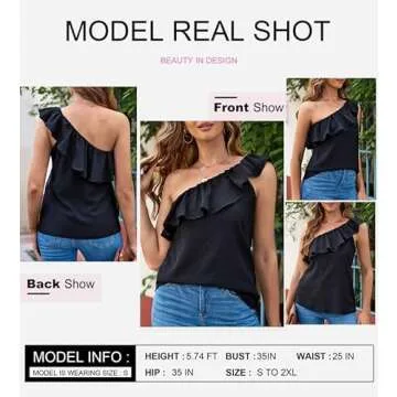 Dokotoo Womens Tops Dressy Casual Spring Summer One Shoulder Tops Ruffle Neck Fashion 2025 Loose Cas...
