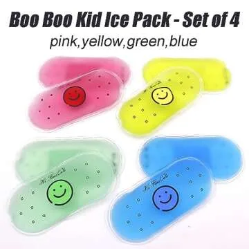 Small Ice Packs, Gel Ice Packs for Injuries Hot & Cold Ice Packs Bulk Reusable Gel Bead Ice Pack Cold Compress for Pain Relief, Christmas Gift (4 Count (Pack of 1) Smile)