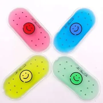 Small Ice Packs, Gel Ice Packs for Injuries Hot & Cold Ice Packs Bulk Reusable Gel Bead Ice Pack Cold Compress for Pain Relief, Christmas Gift (4 Count (Pack of 1) Smile)