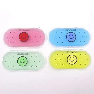 Small Ice Packs, Gel Ice Packs for Injuries Hot & Cold Ice Packs Bulk Reusable Gel Bead Ice Pack Cold Compress for Pain Relief, Christmas Gift (4 Count (Pack of 1) Smile)